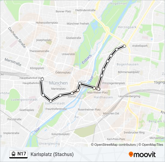 N17 light rail Line Map