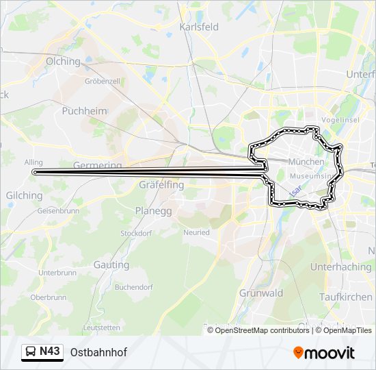  N43: карта маршрута