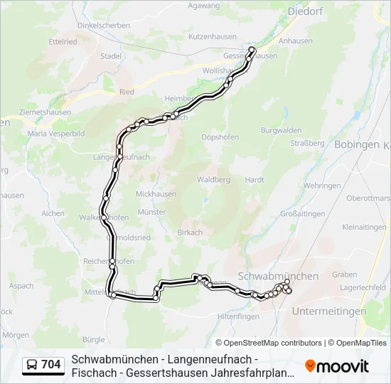 704 Bus Line Map