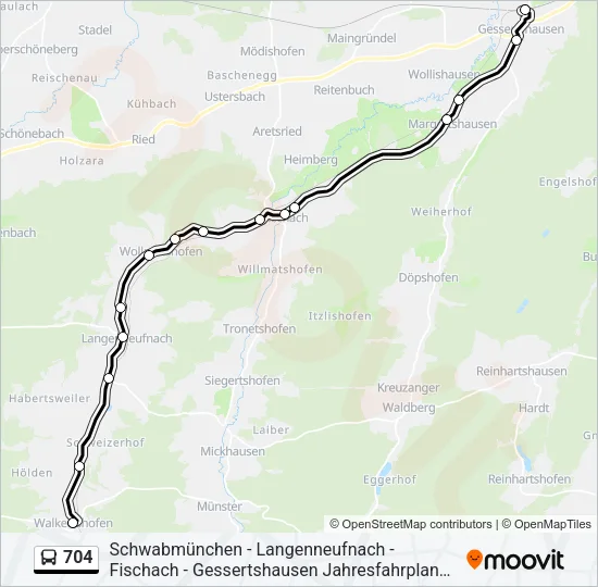 704 Bus Line Map