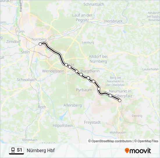 Поезд S1: карта маршрута