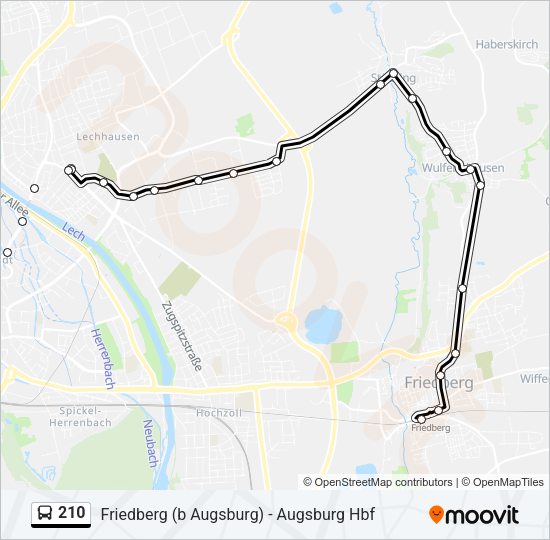 Автобус 210: карта маршрута