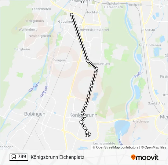 Автобус 739: карта маршрута