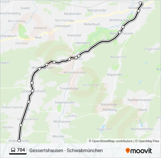 704 Bus Line Map