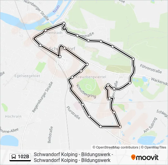 Автобус 102B: карта маршрута