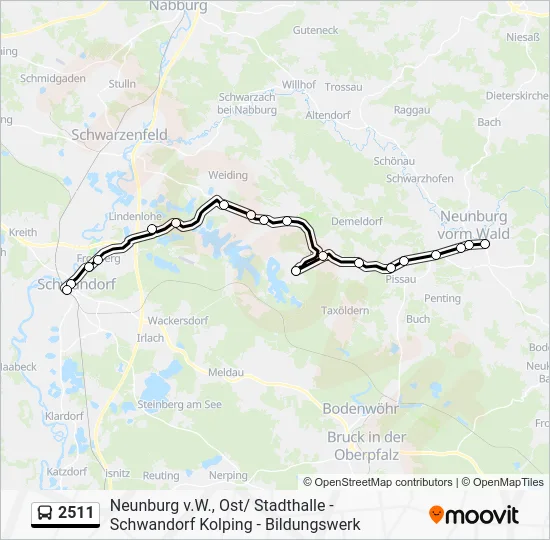 Автобус 2511: карта маршрута