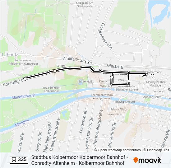 Buslinie 335 Karte