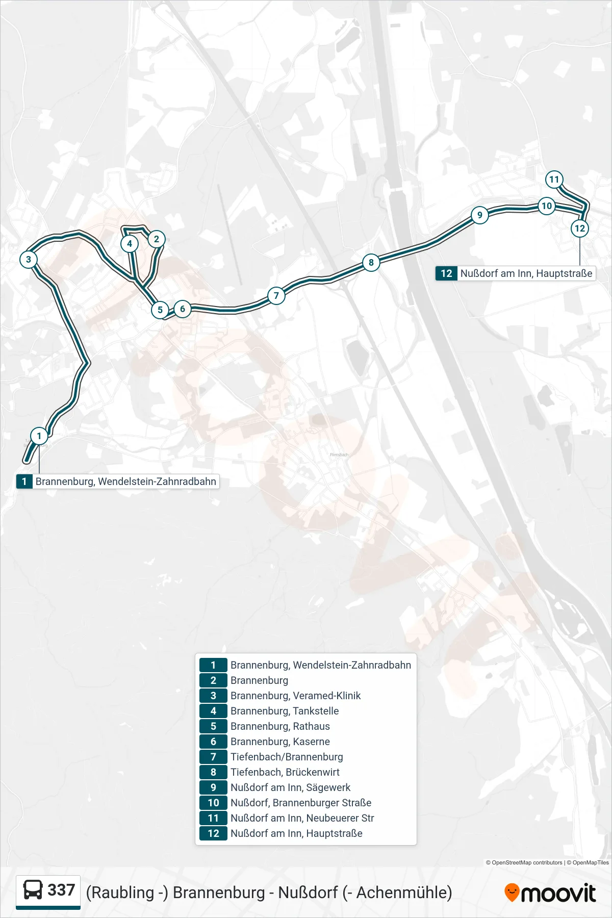 Linie 337 (Bus) Richtung Hauptstraße: Route und Haltestellen auf der Karte