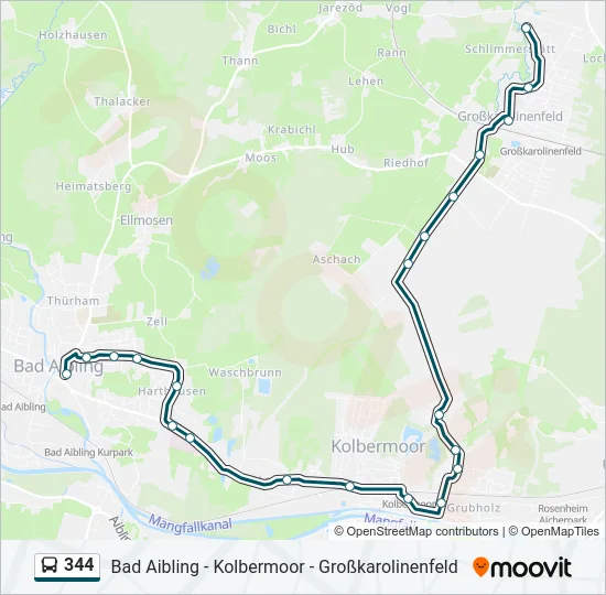 Автобус 344: карта маршрута