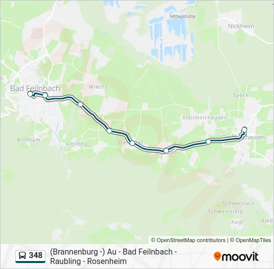 Автобус 348: карта маршрута