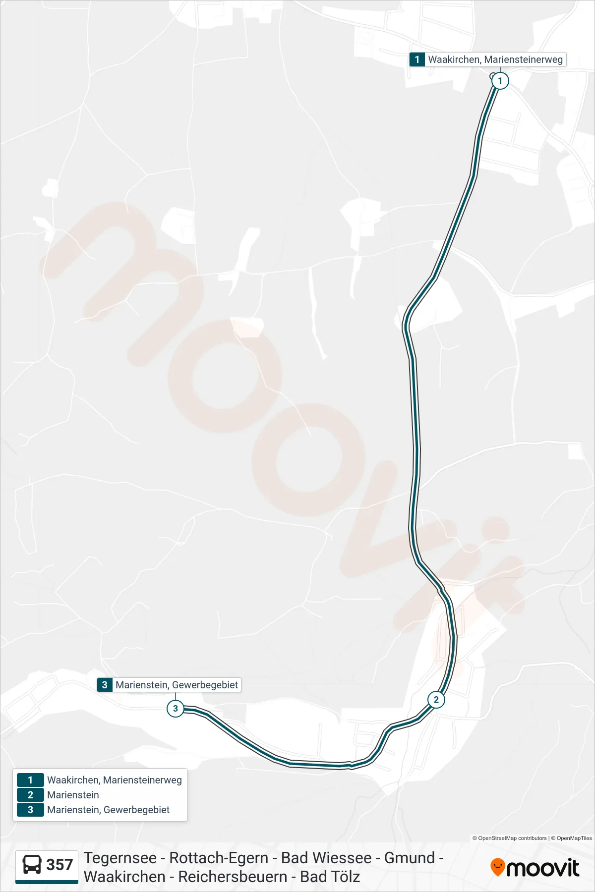 Linie 357 (Bus) Richtung Gewerbegebiet: Route und Haltestellen auf der Karte