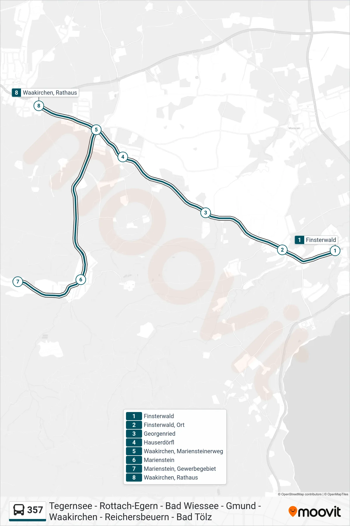 Linie 357 (Bus) Richtung Rathaus: Route und Haltestellen auf der Karte