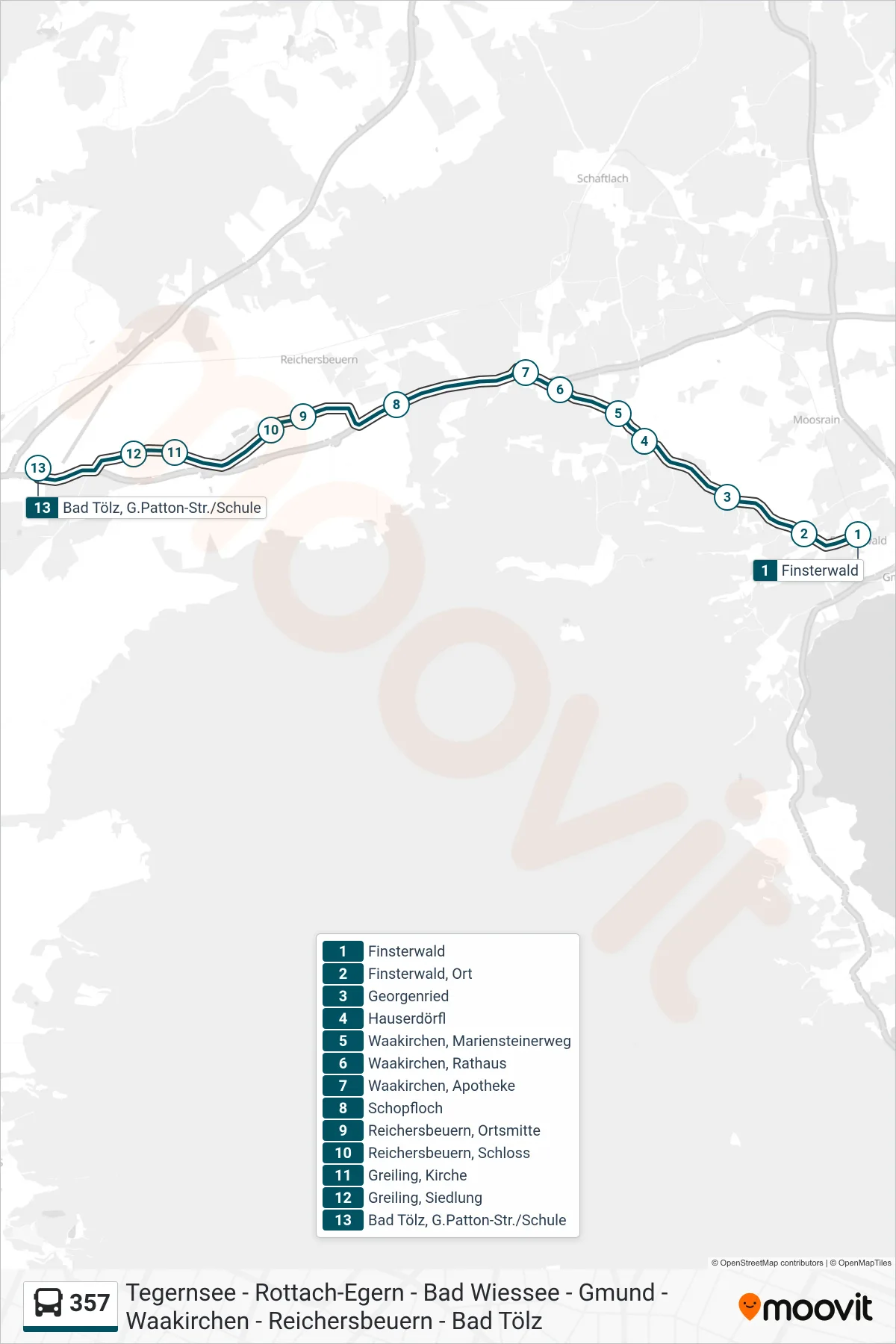 357 bus Line (General-Patton-Str./Schule) route and stops on a map
