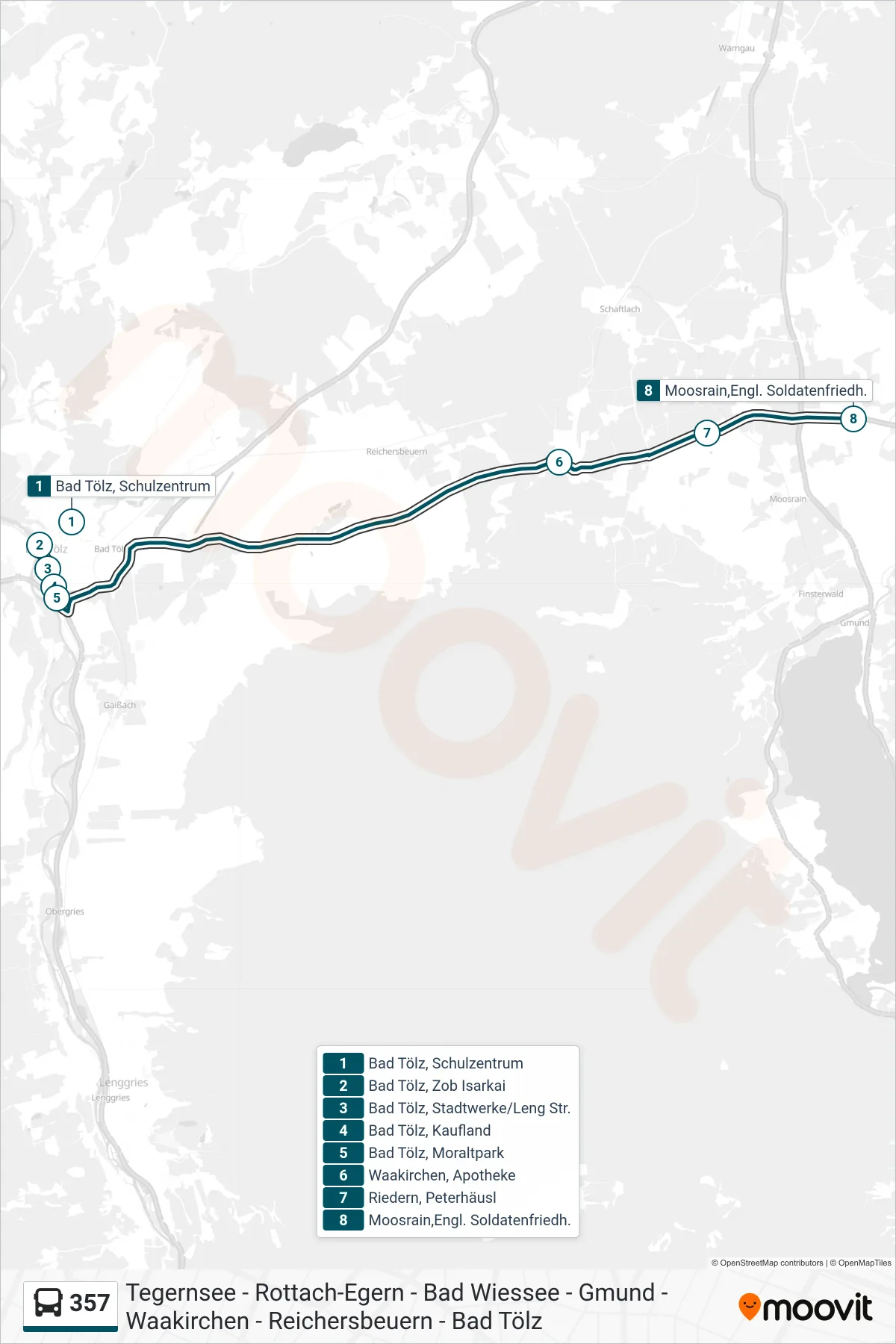 357 bus Line (Englischer Soldatenfriedhof) route and stops on a map