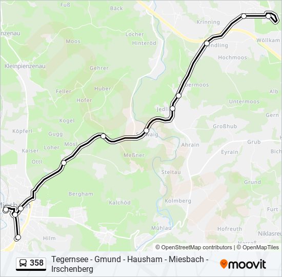 Buslinie 358 Karte