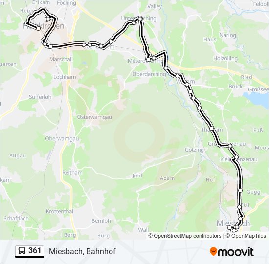 361 bus Line Map