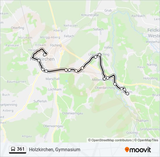 361 bus Line Map