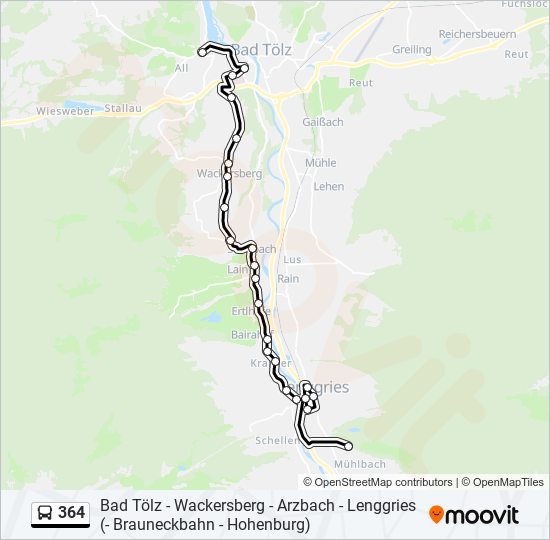 Автобус 364: карта маршрута