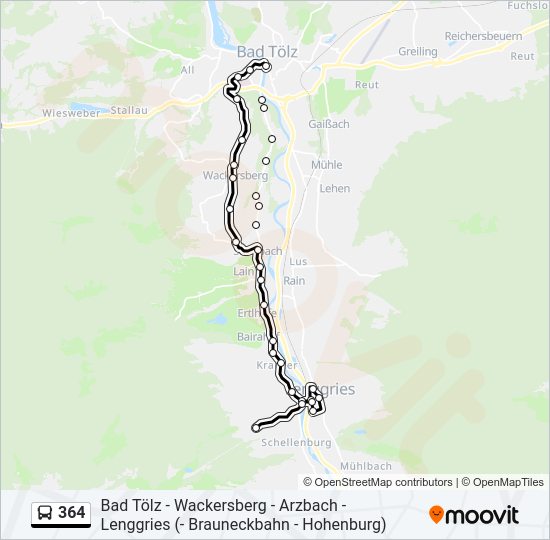 364 bus Line Map