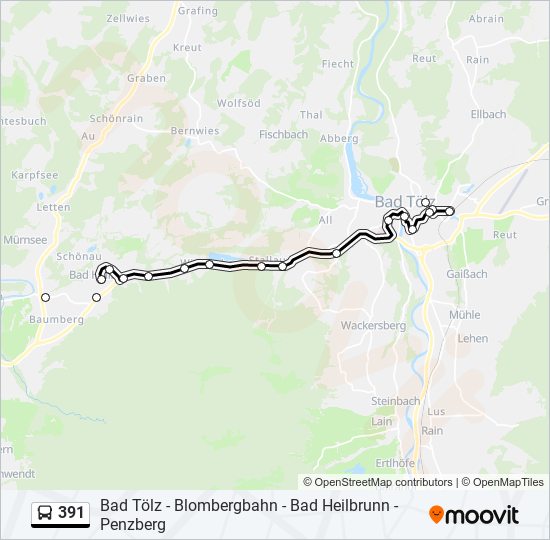 Автобус 391: карта маршрута
