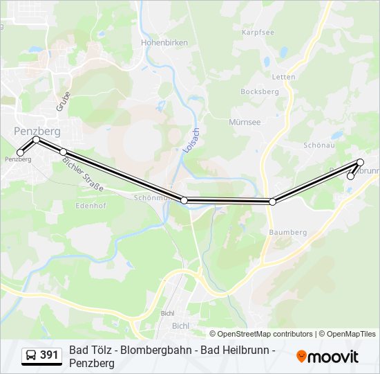 391 bus Line Map