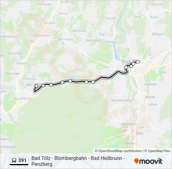 Buslinie 391 Karte