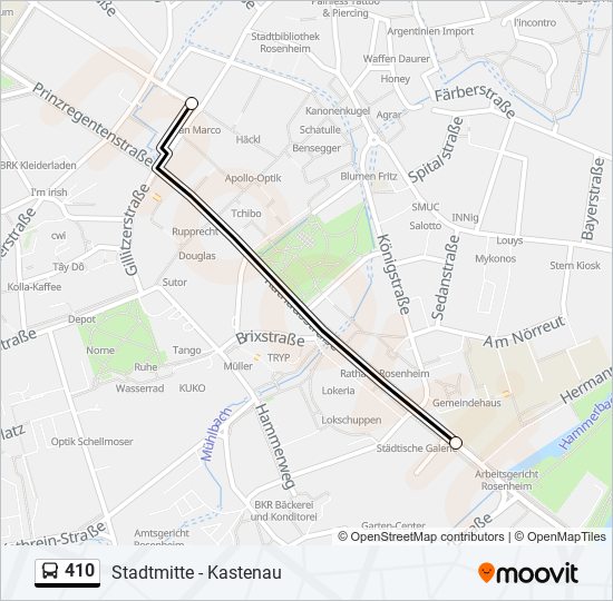 410 bus Line Map