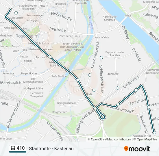 410 Bus Line Map