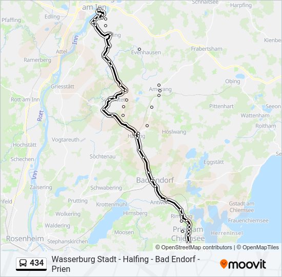 434 bus Line Map