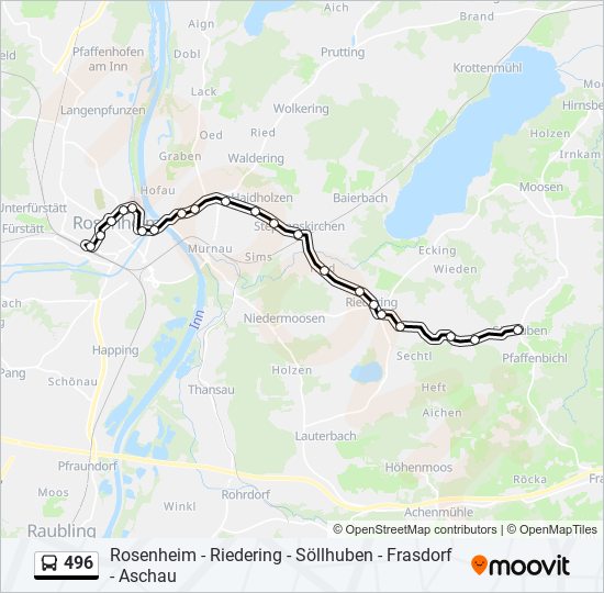 496 bus Line Map