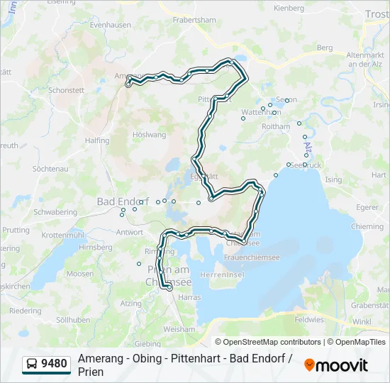 Автобус 9480: карта маршрута