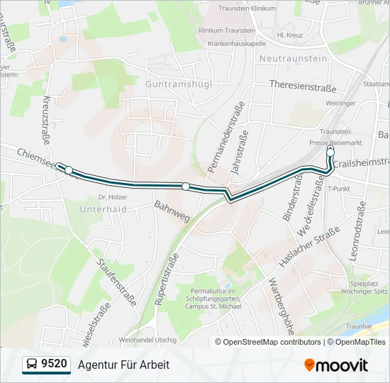 Автобус 9520: карта маршрута