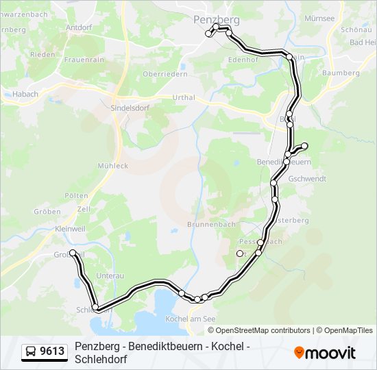 9613 bus Line Map