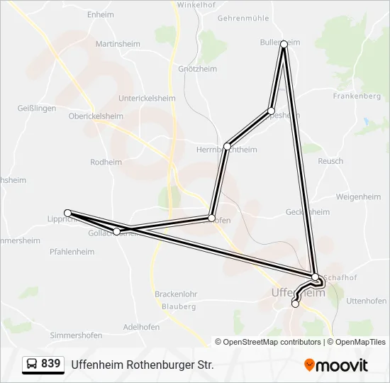 Автобус 839: карта маршрута