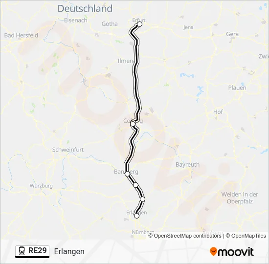 Поезд RE29: карта маршрута