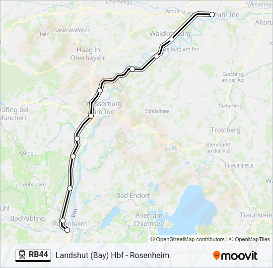 Поезд RB44: карта маршрута