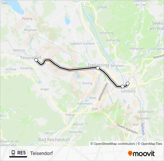 Поезд RE5: карта маршрута