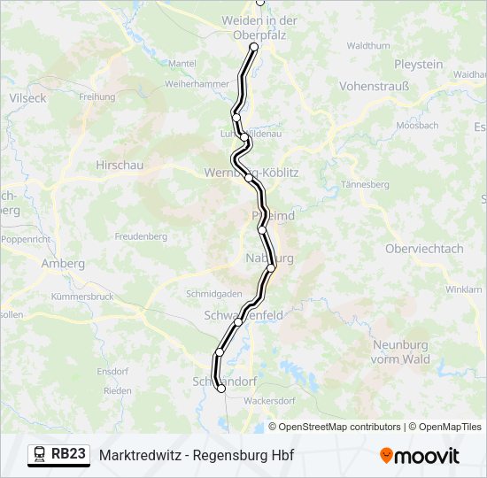 Поезд RB23: карта маршрута