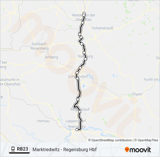 Поезд RB23: карта маршрута
