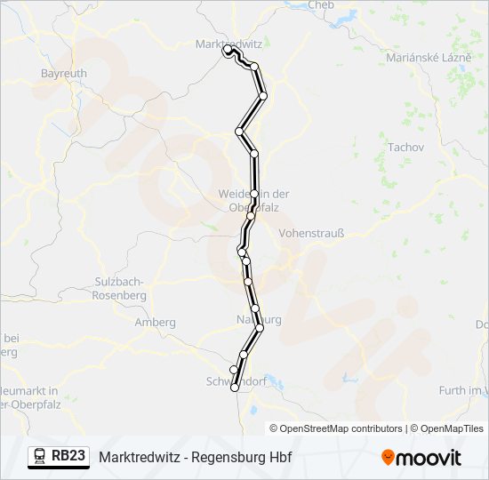 Поезд RB23: карта маршрута