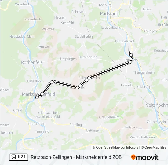 621 Bus Line Map