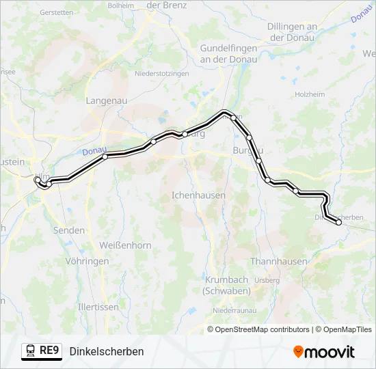 Bahnlinie RE9 Karte