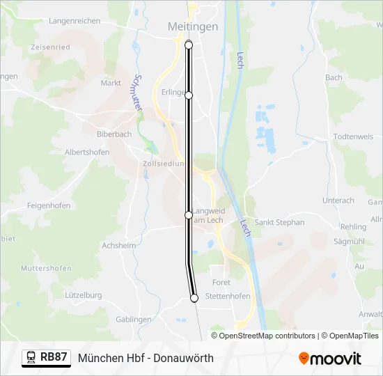Поезд RB87: карта маршрута