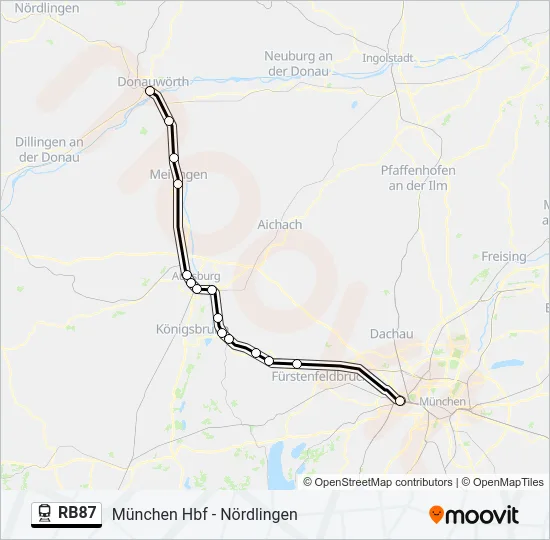 Поезд RB87: карта маршрута
