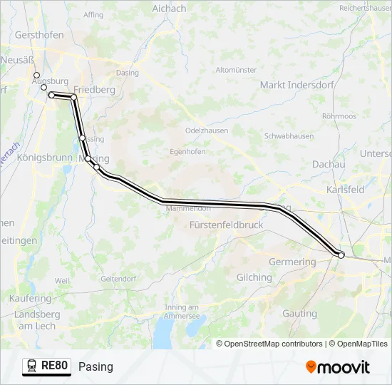 Поезд RE80: карта маршрута