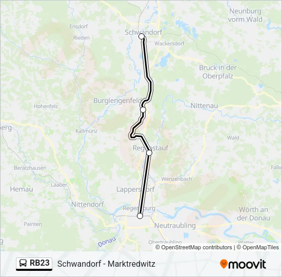Автобус RB23: карта маршрута