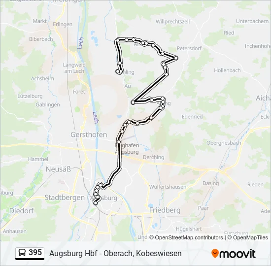 Автобус 395: карта маршрута