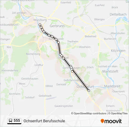 Автобус 555: карта маршрута