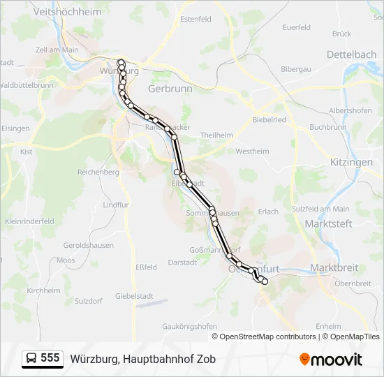 Автобус 555: карта маршрута