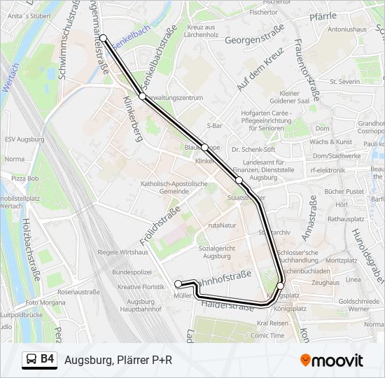 Автобус B4: карта маршрута